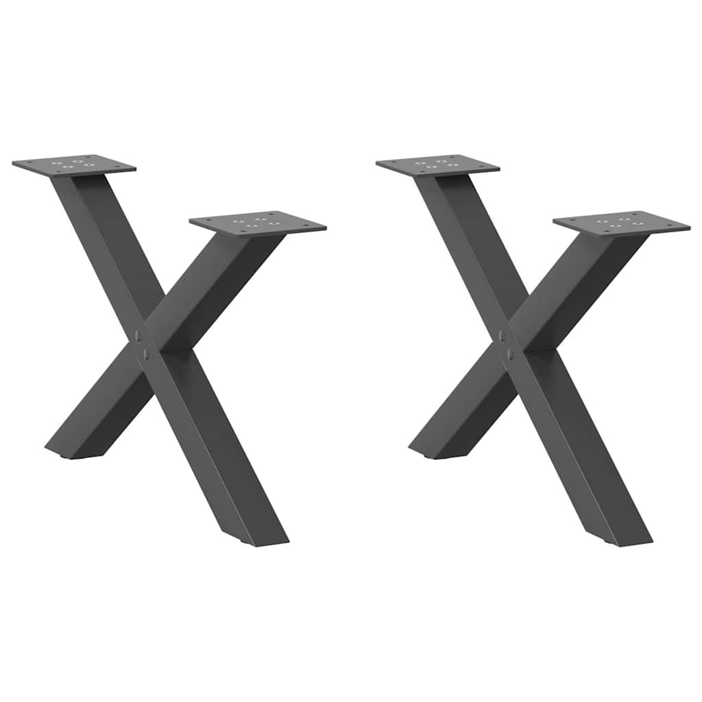 Pieds de table basse en forme de X 2 pièces Anthracite 60 x (30-31) cm Acier - XIOS