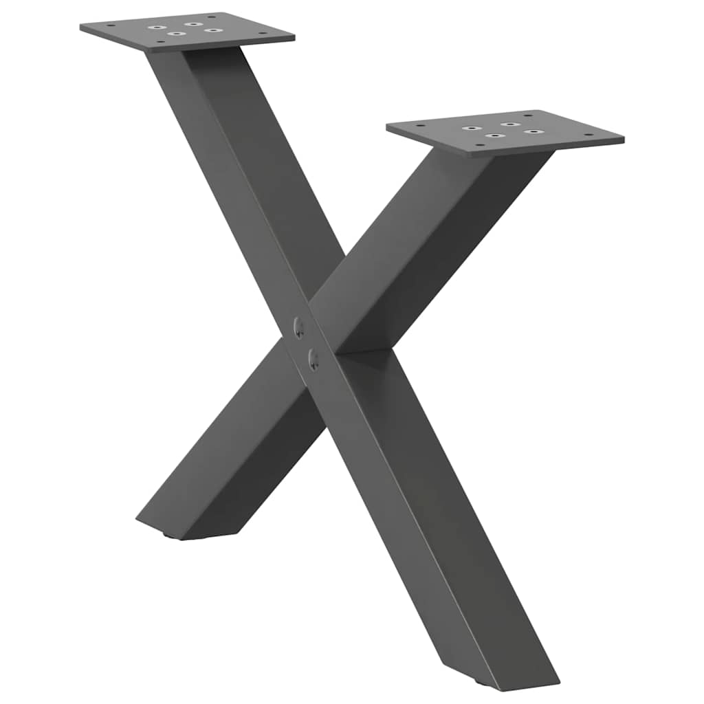 Pieds de table basse en forme de X 2 pièces Anthracite 60 x (30-31) cm Acier - XIOS