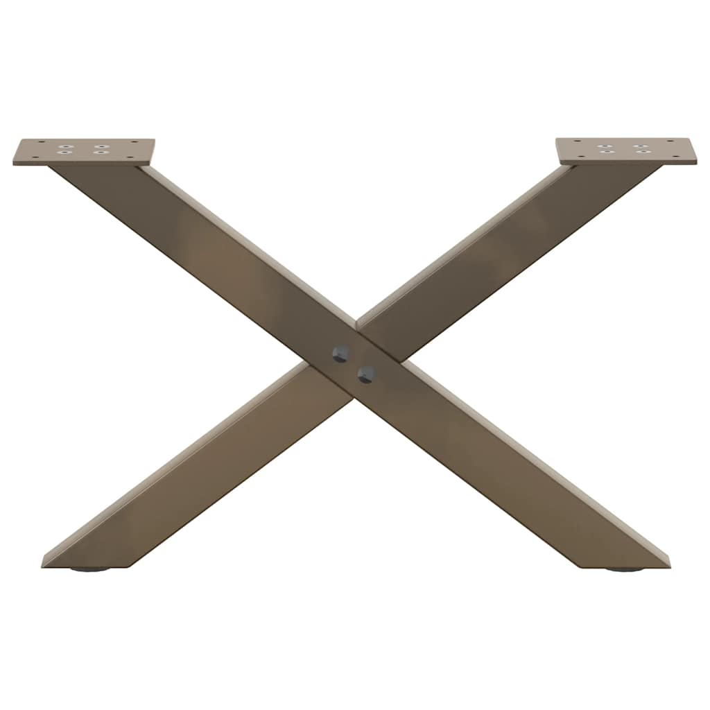 Pieds de table basse en forme de X, 2 pièces, acier naturel, 60 x (30-31) cm - XIOS