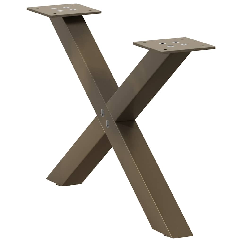 Pieds de table basse en forme de X, 2 pièces, acier naturel, 60 x (30-31) cm - XIOS