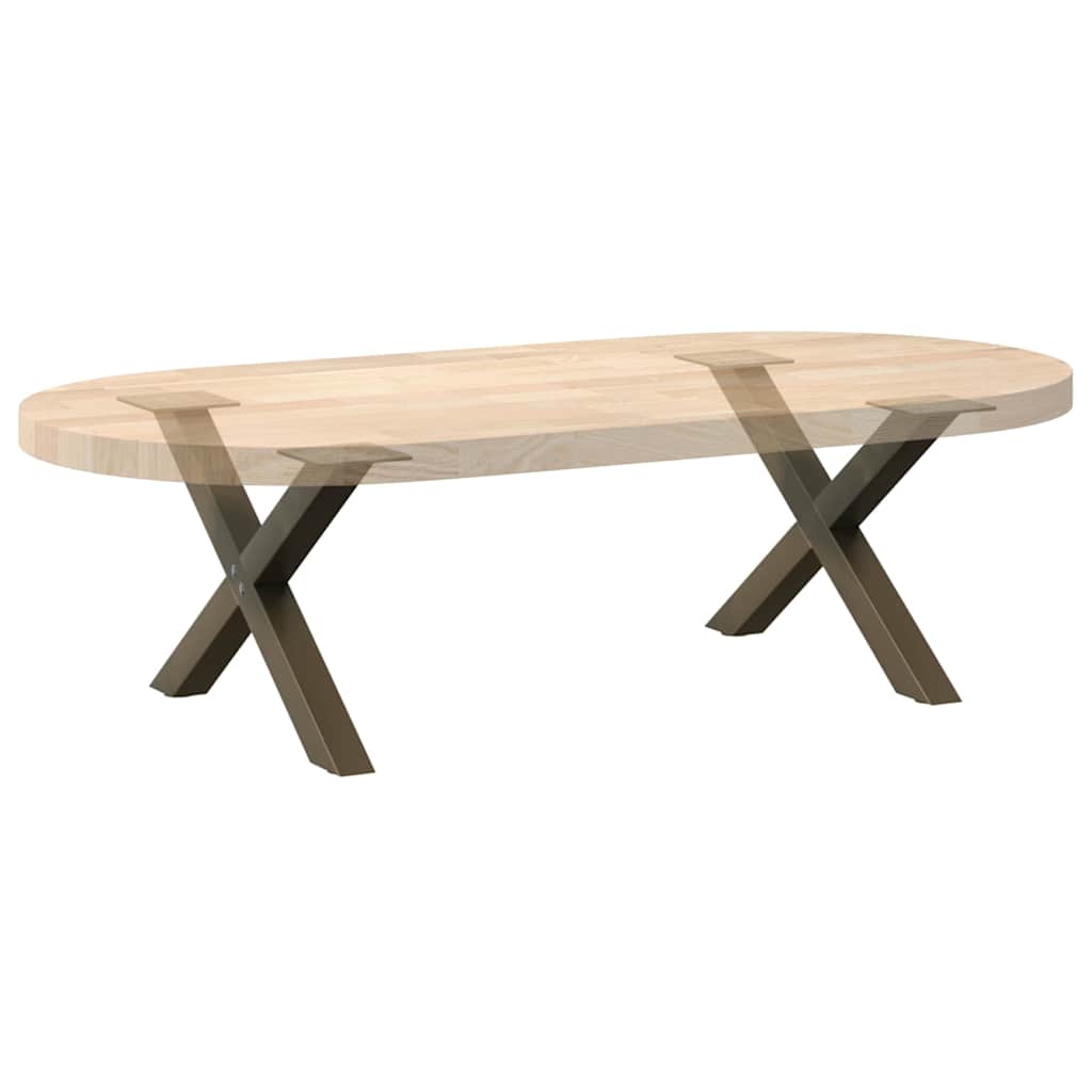 Pieds de table basse en forme de X, 2 pièces, acier naturel, 60 x (30-31) cm - XIOS