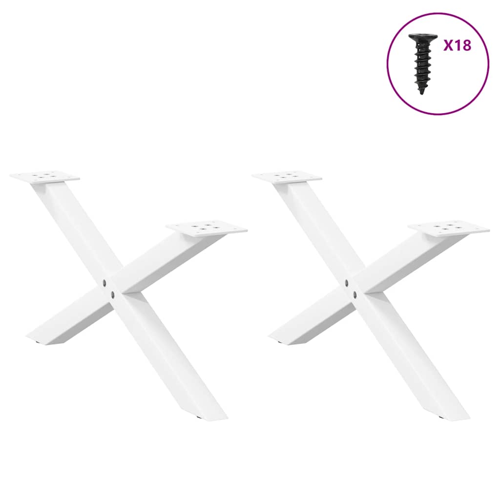 Pieds de table basse en forme de X, 2 pièces, blanc, 70 x (30-31) cm, acier - XIOS