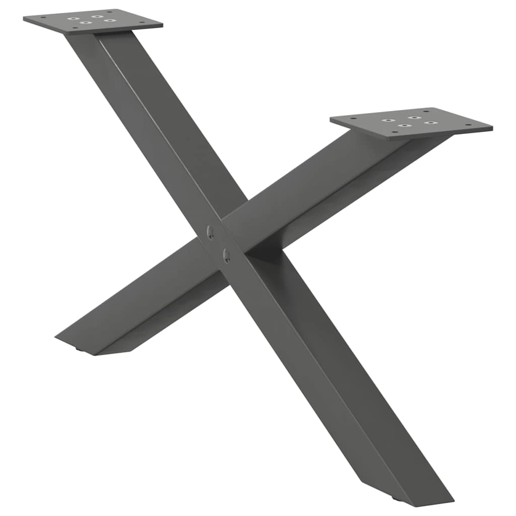 Pieds de table basse en forme de X, 2 pièces, anthracite, 70 x (30-31) cm, acier - XIOS