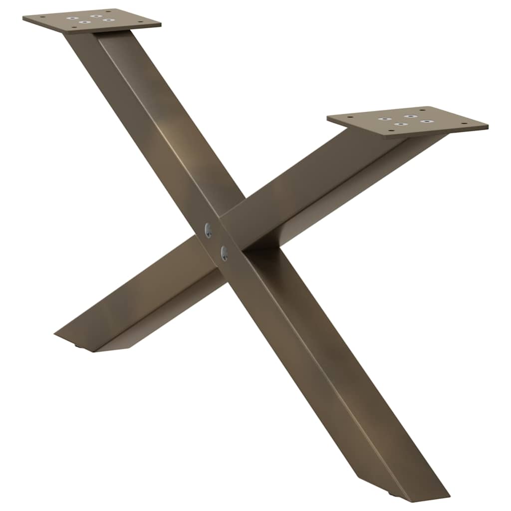 Pieds de table basse en forme de X, 2 pièces, acier naturel, 70 x (30-31) cm - XIOS