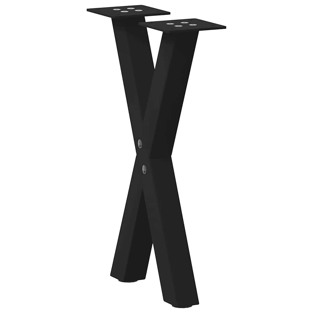 Pieds de table basse en forme de X, 2 pièces, noir, 28 x (42-43) cm, acier - XIOS