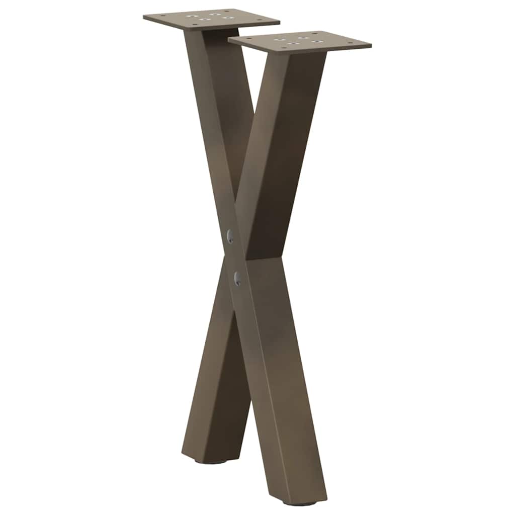 Pieds de table basse en forme de X, 2 pièces, acier naturel, 28 x (42-43) cm - XIOS