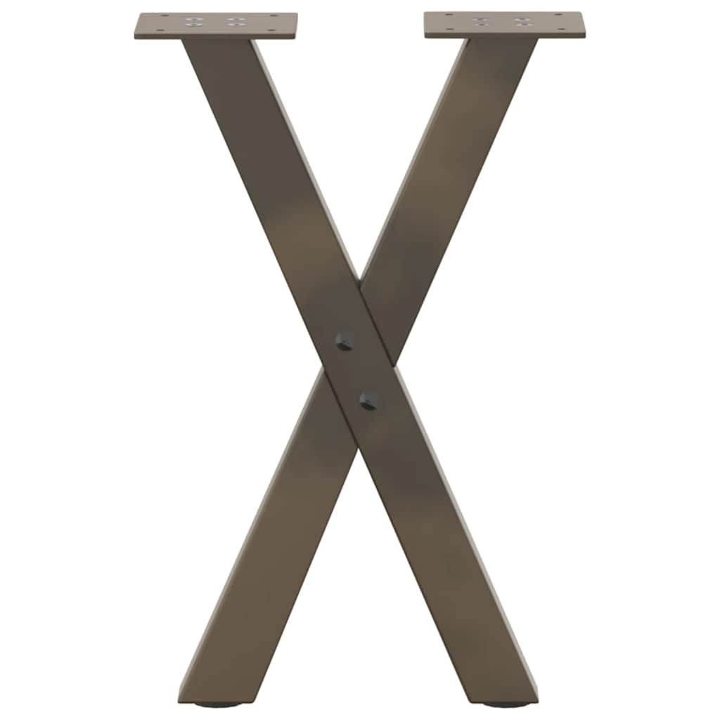 Pieds de table basse en forme de X, 2 pièces, acier naturel, 28 x (42-43) cm - XIOS