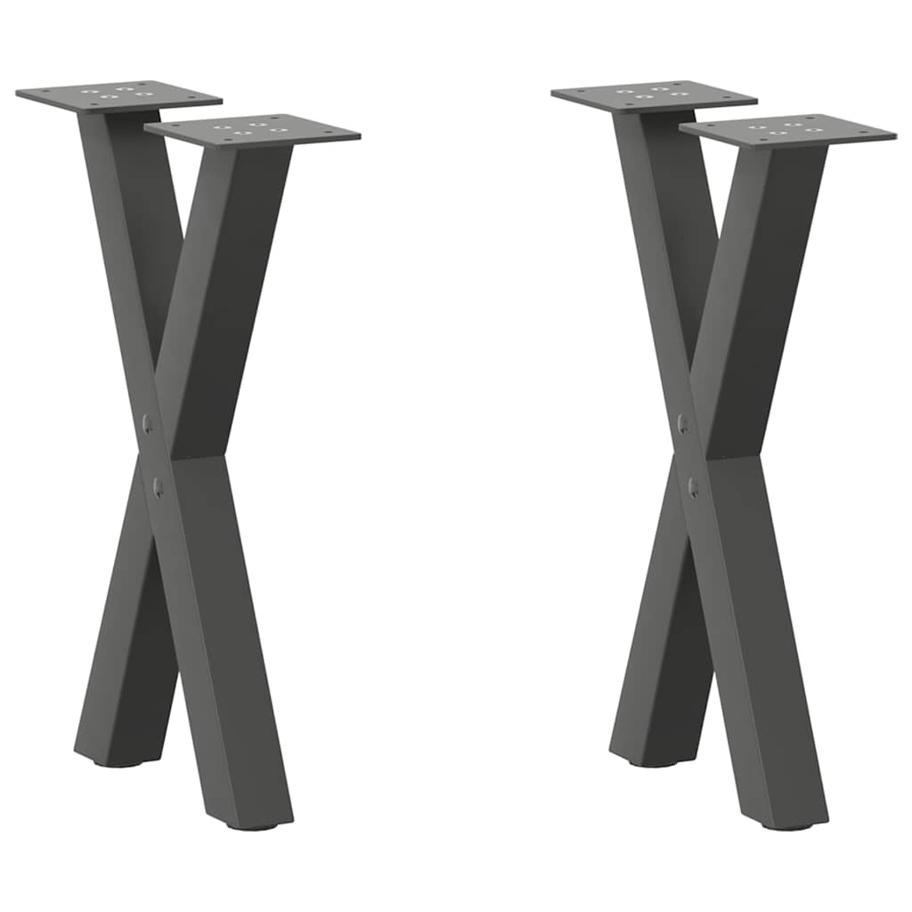 Pieds de table basse en forme de X, 2 pièces, anthracite, 38 x (42-43) cm, acier - XIOS