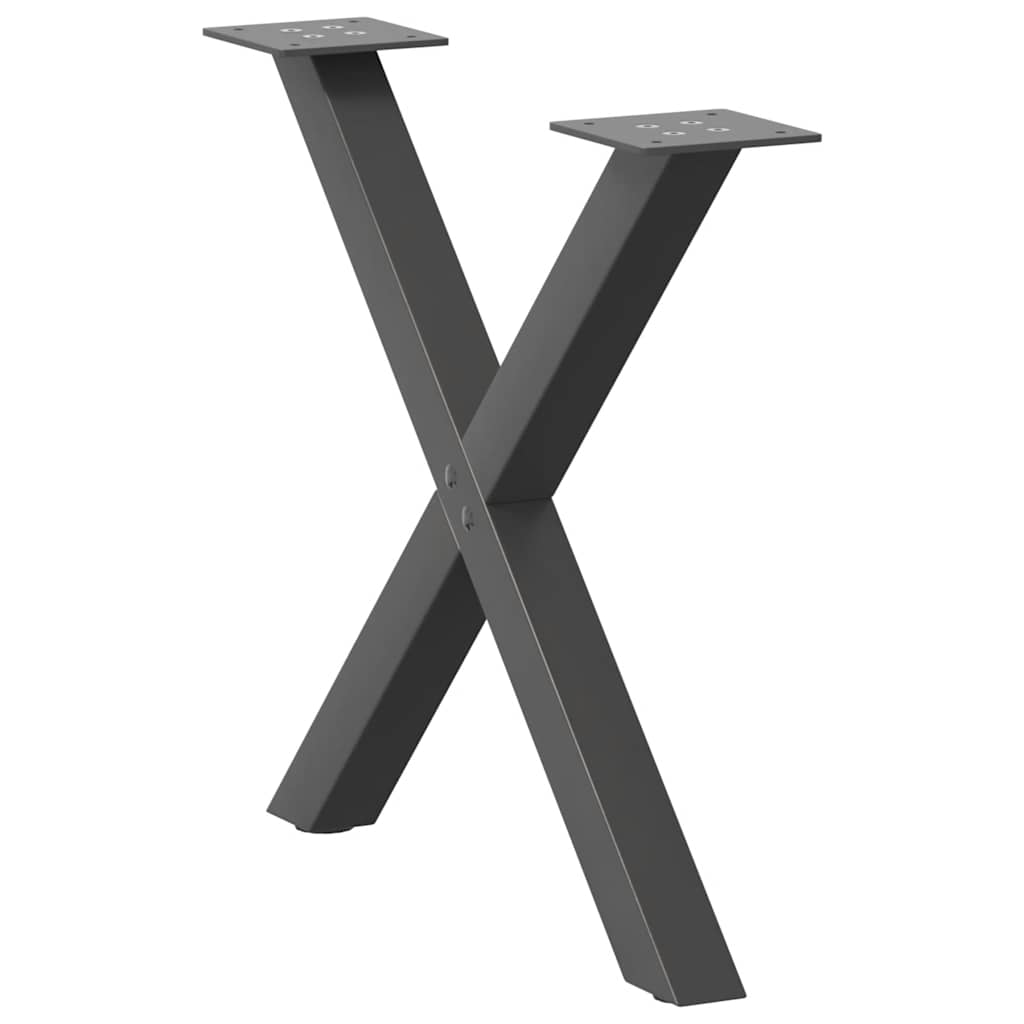 Pieds de table basse en forme de X, 2 pièces, anthracite, 50 x (42-43) cm, acier - XIOS