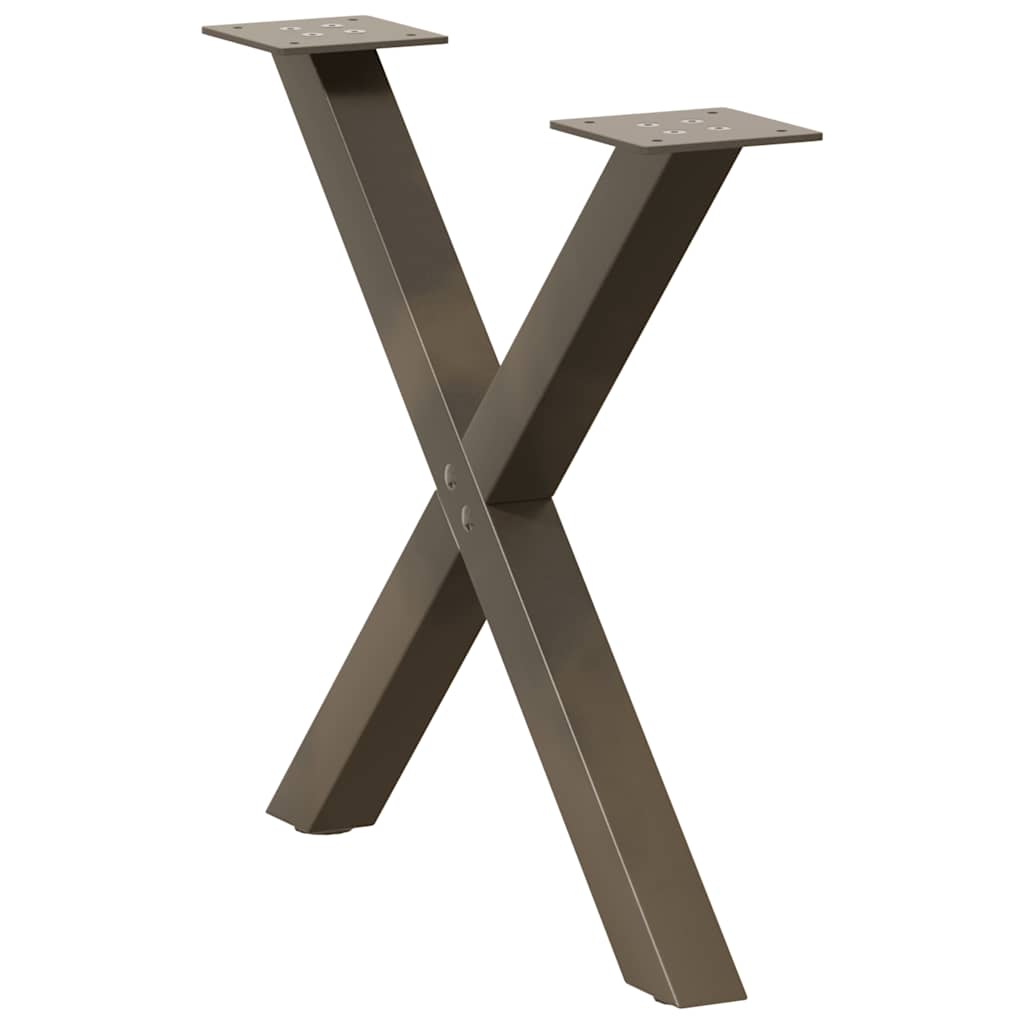 Pieds de table basse en forme de X, 2 pièces, acier naturel, 50 x (42-43) cm - XIOS