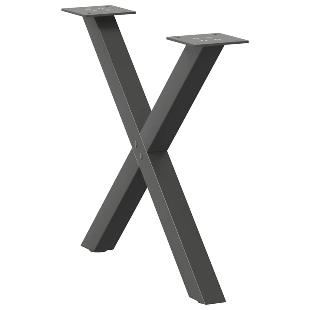 Pieds de table basse en forme de X, 2 pièces, anthracite, 60 x (42-43) cm, acier - XIOS
