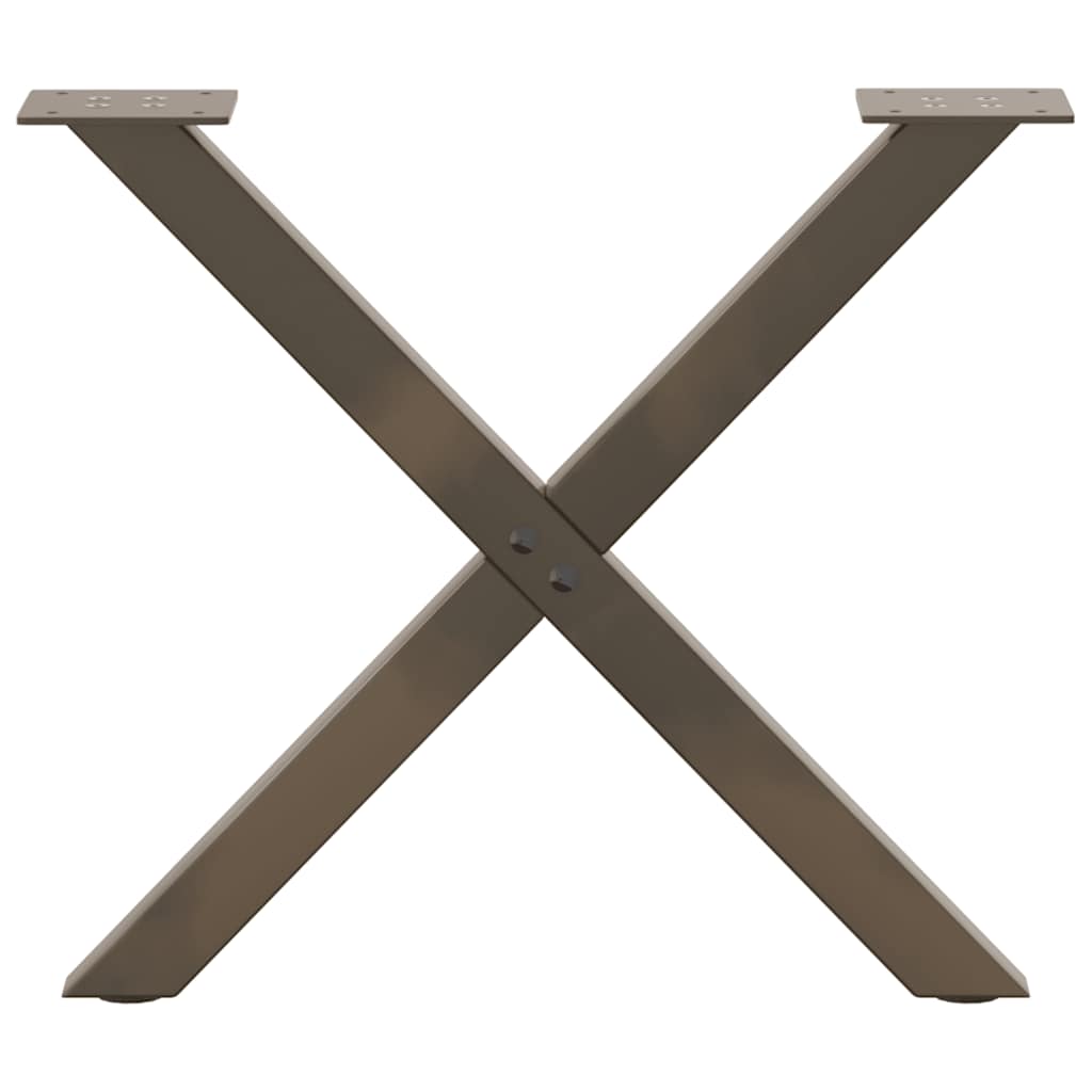 Pieds de table basse en forme de X, 2 pièces, acier naturel, 60 x (42-43) cm - XIOS