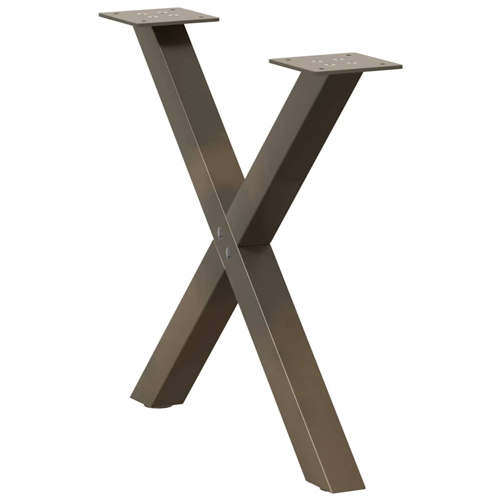 Pieds de table basse en forme de X, 2 pièces, acier naturel, 60 x (42-43) cm - XIOS