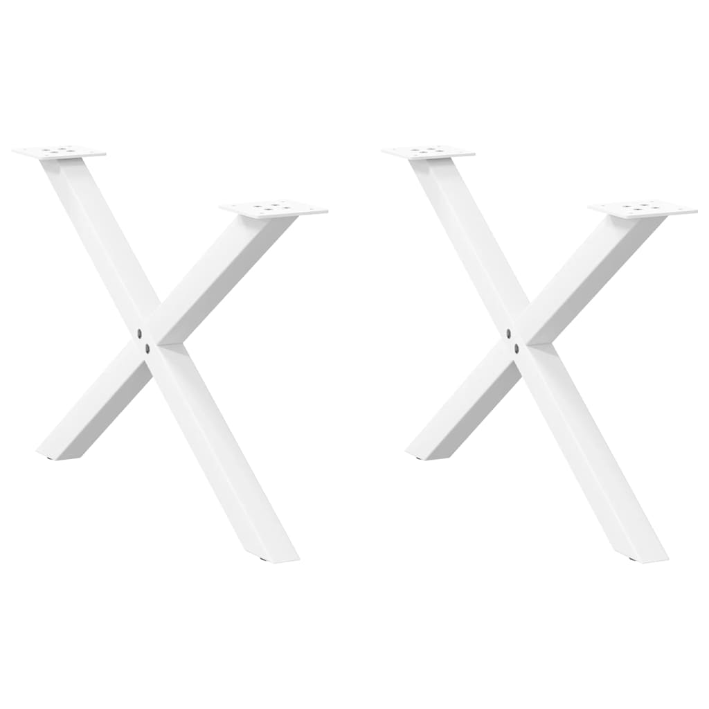 Pieds de table basse en forme de X, 2 pièces, blanc, 70 x (42-43) cm, acier - XIOS