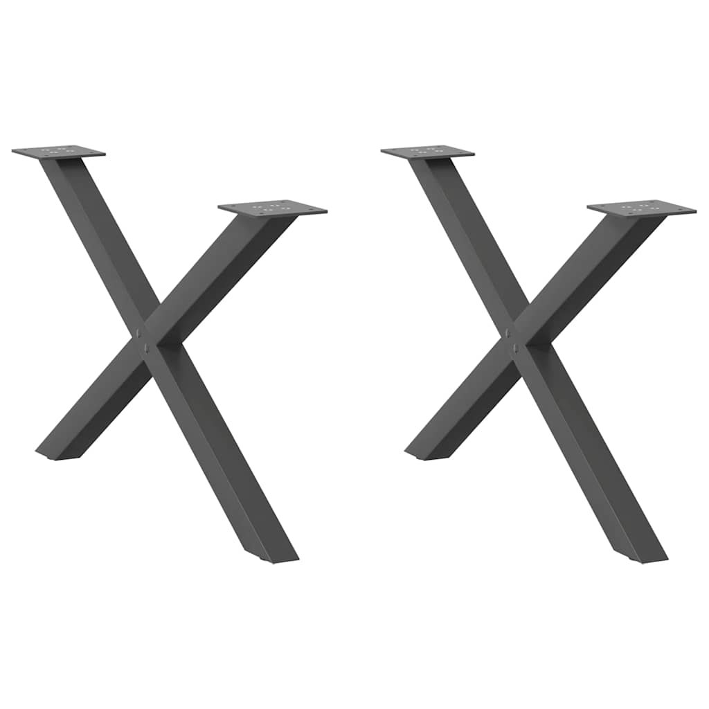 Pieds de table basse en forme de X, 2 pièces, anthracite, 70 x (42-43) cm, acier - XIOS