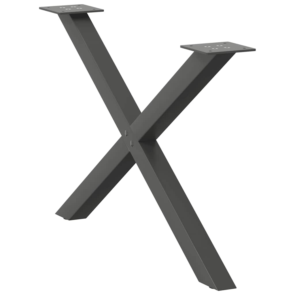 Pieds de table basse en forme de X, 2 pièces, anthracite, 70 x (42-43) cm, acier - XIOS