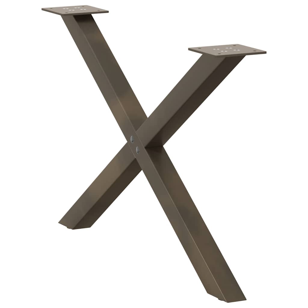 Pieds de table basse en forme de X, 2 pièces, acier naturel, 70 x (42-43) cm - XIOS