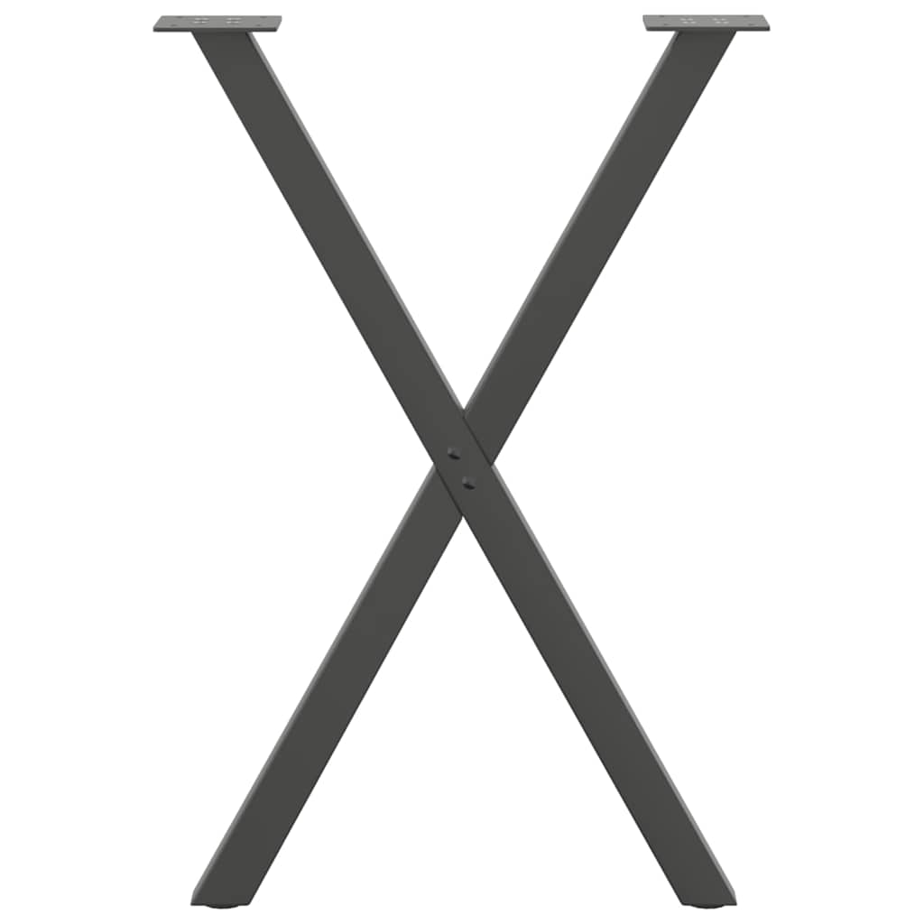 Pieds de table à manger en forme de X 2 pièces Anthracite 50 x (72-73) cm Acier - XIOS