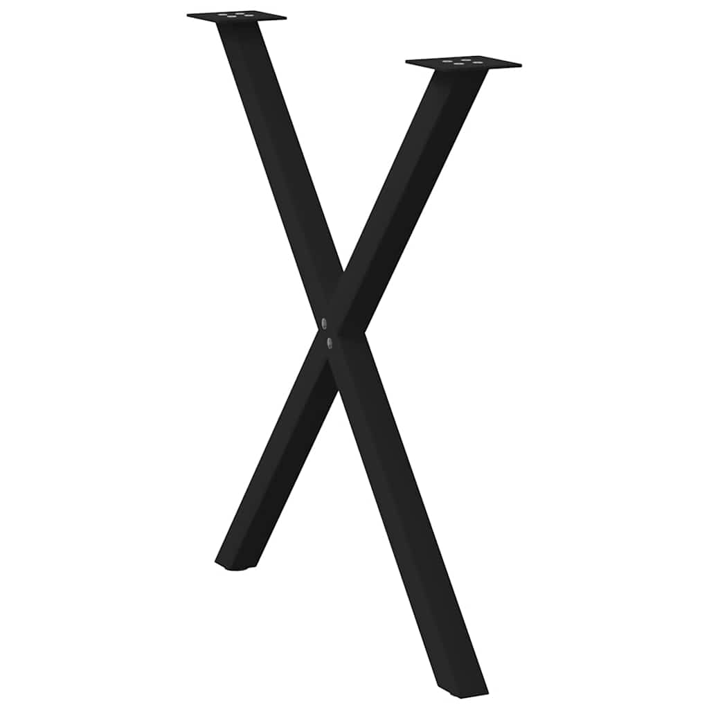 Pieds de table à manger en forme de X, 2 pièces, noir, 70 x (72-73) cm, acier - XIOS