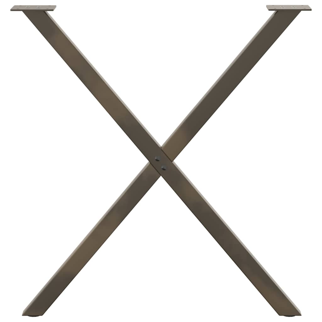 Pieds de table à manger en forme de X, 2 pièces, acier naturel, 70 x (72-73) cm - XIOS