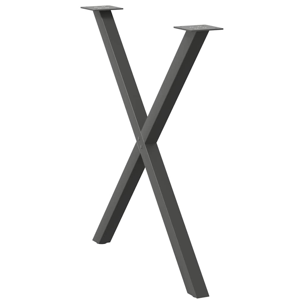 Pieds de table à manger en forme de X, 2 pièces, anthracite, 80 x (72-73) cm, acier - XIOS