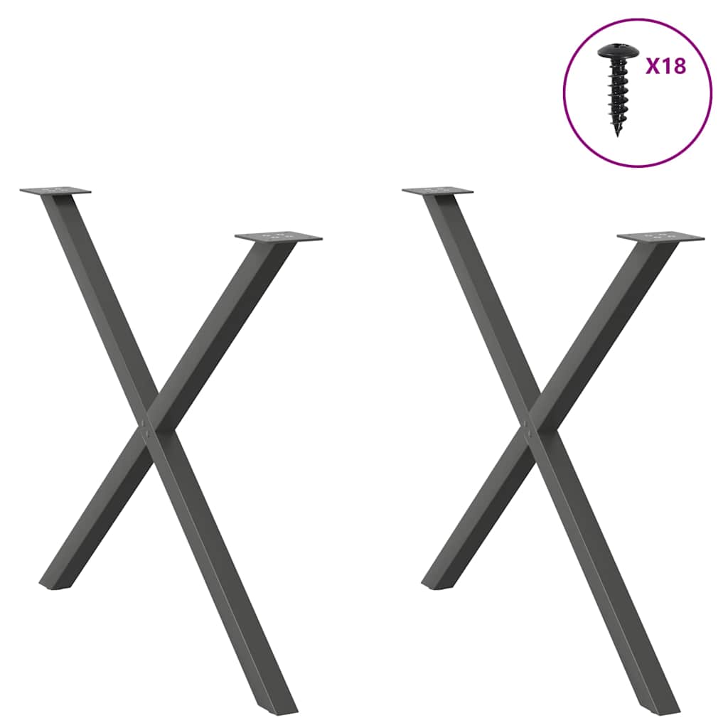 Pieds de table à manger en forme de X 2 pièces Anthracite 90 x (72-73) cm Acier - XIOS
