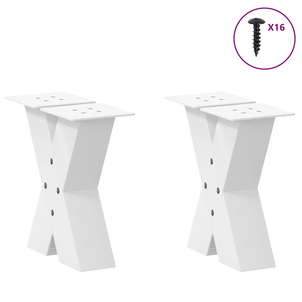 Pieds de table basse en forme de X, 2 pièces, blanc, 30 x (30-31) cm, acier - XIOS