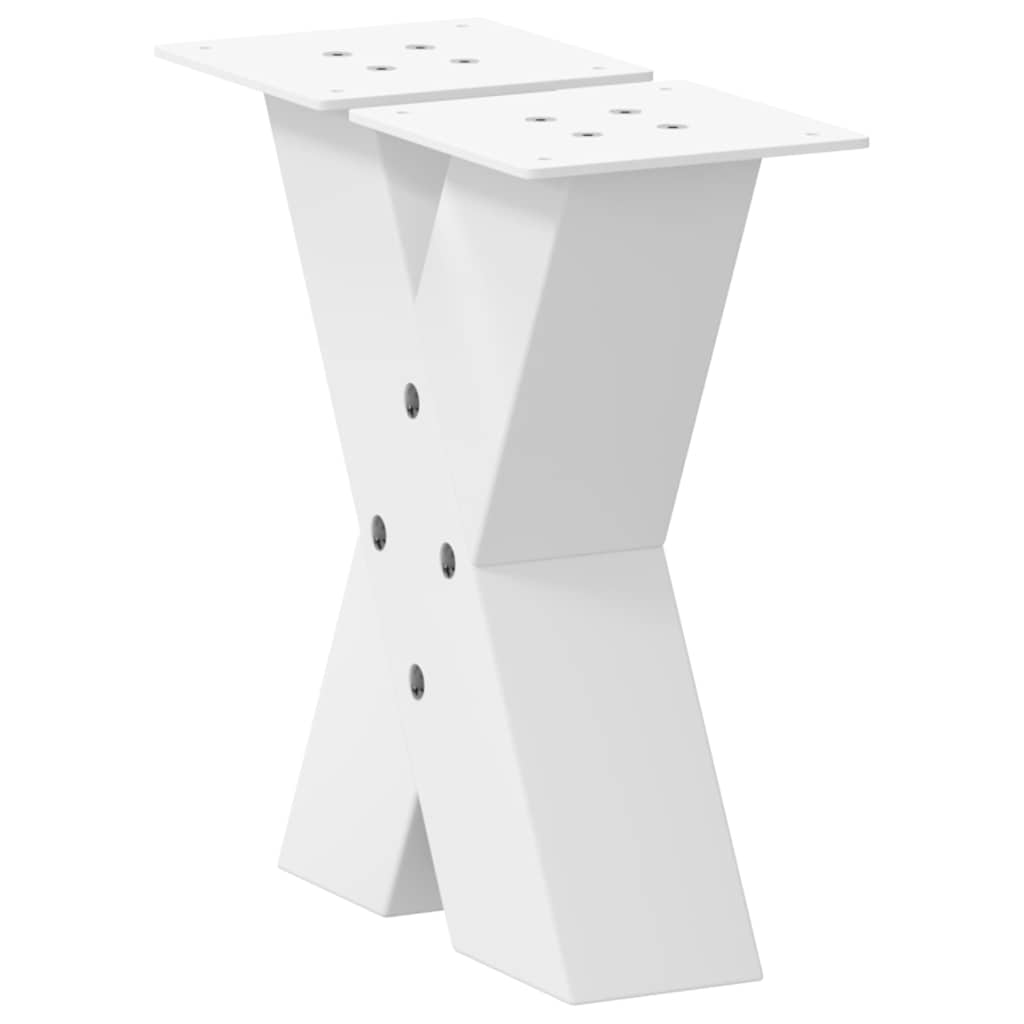 Pieds de table basse en forme de X, 2 pièces, blanc, 30 x (30-31) cm, acier - XIOS