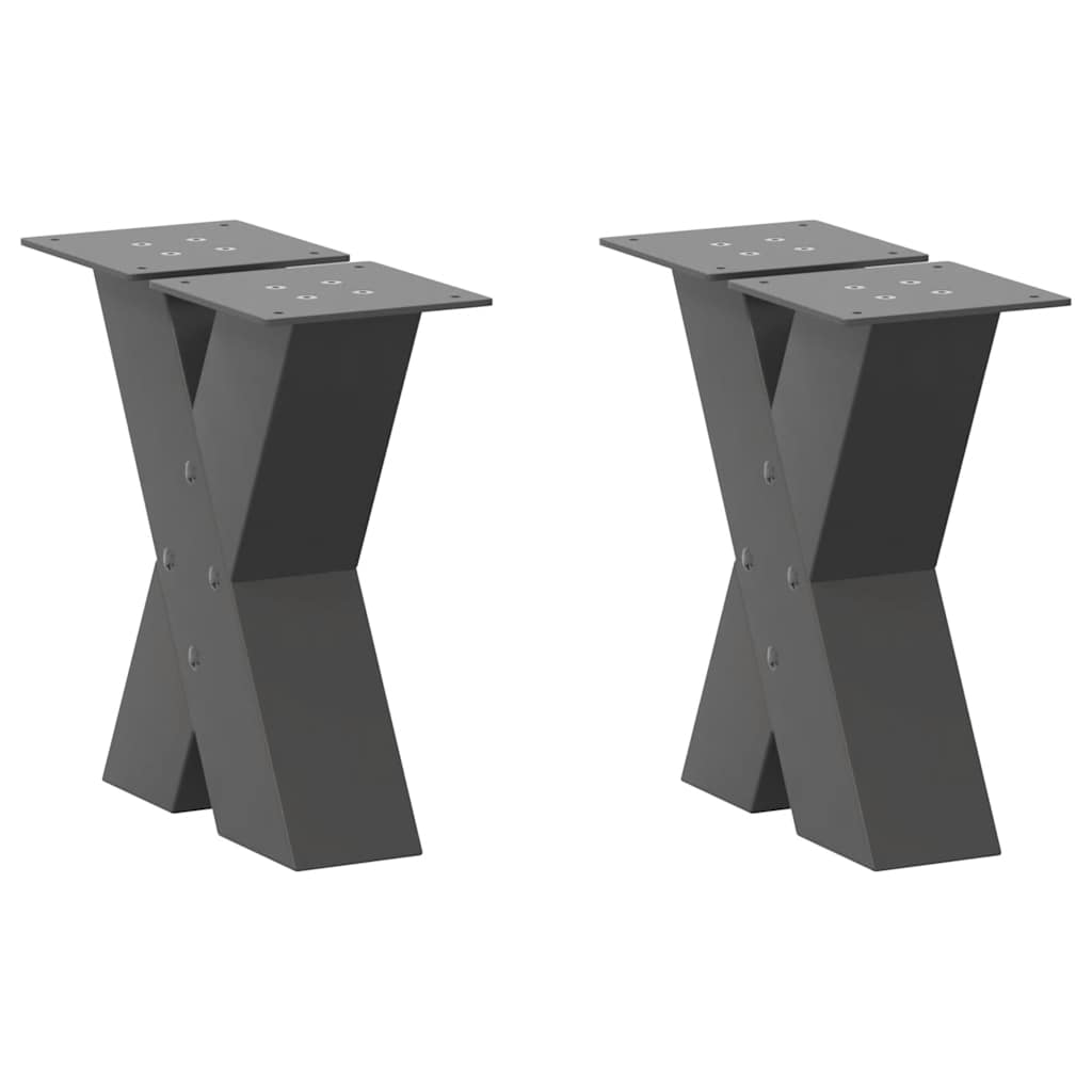 Pieds de table basse en forme de X, 2 pièces, anthracite, 30 x (30-31) cm, acier - XIOS