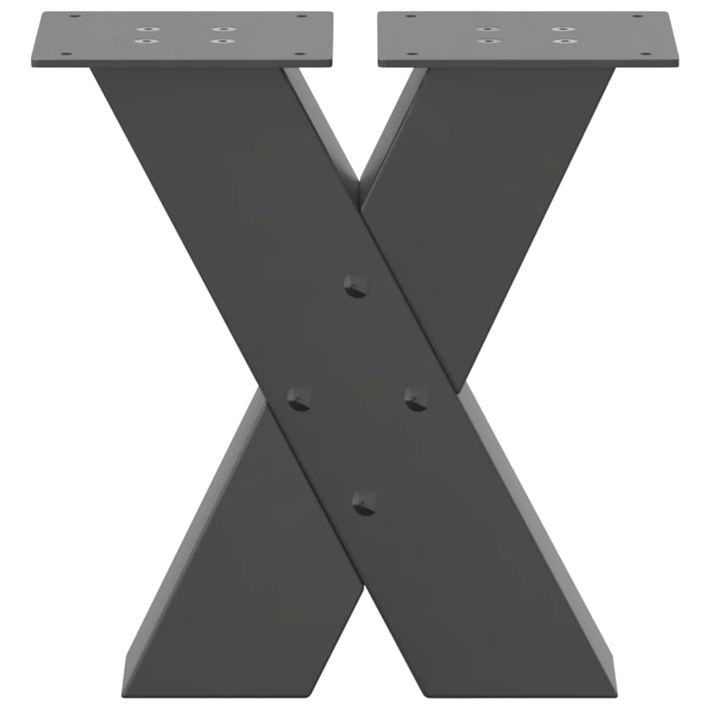 Pieds de table basse en forme de X, 2 pièces, anthracite, 30 x (30-31) cm, acier - XIOS