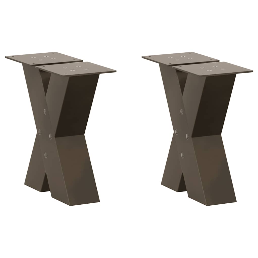 Pieds de table basse en forme de X, 2 pièces, acier naturel, 30 x (30-31) cm - XIOS