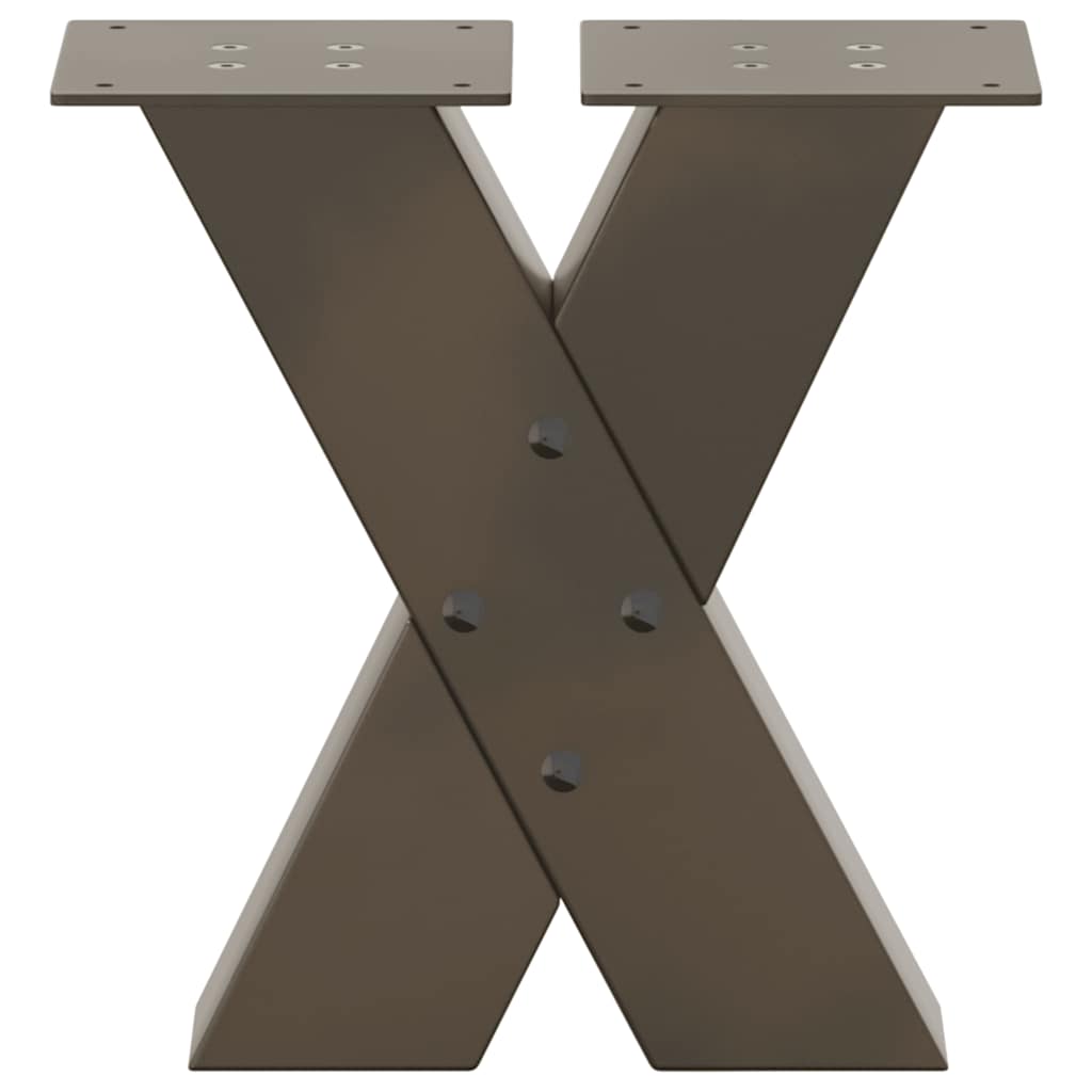 Pieds de table basse en forme de X, 2 pièces, acier naturel, 30 x (30-31) cm - XIOS
