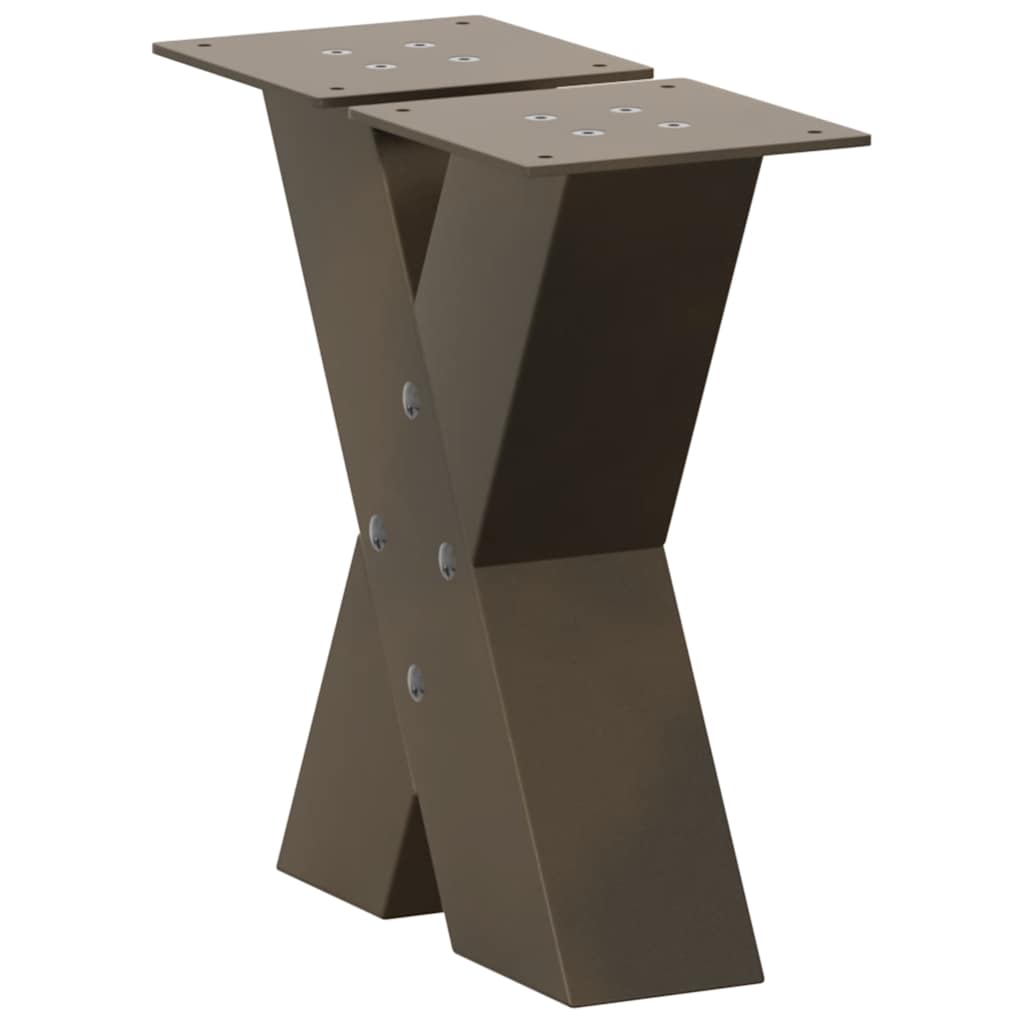 Pieds de table basse en forme de X, 2 pièces, acier naturel, 40 x (30-31) cm - XIOS