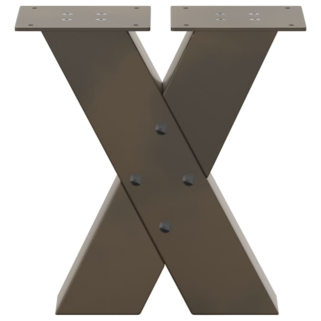 Pieds de table basse en forme de X, 2 pièces, acier naturel, 40 x (30-31) cm - XIOS