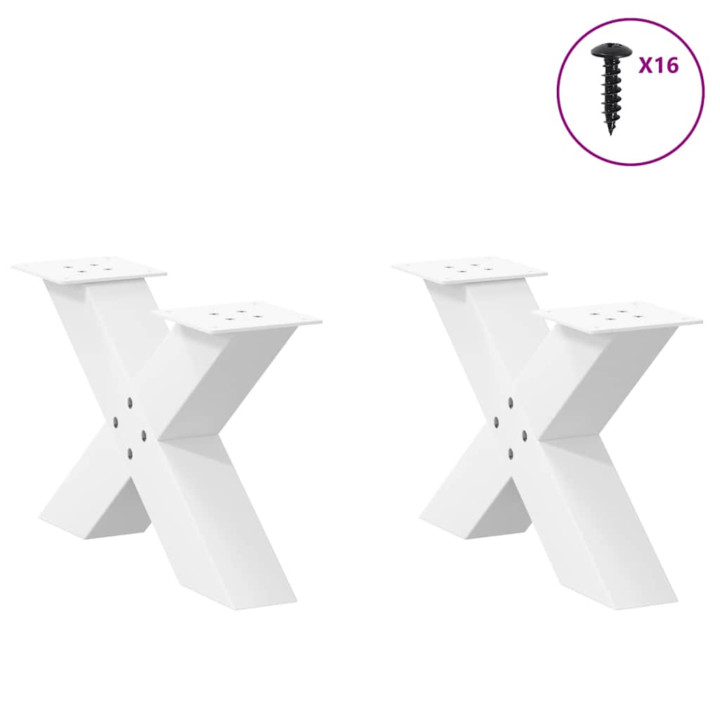 Pieds de table basse en forme de X, 2 pièces, blanc, 60 x (30-31) cm, acier - XIOS