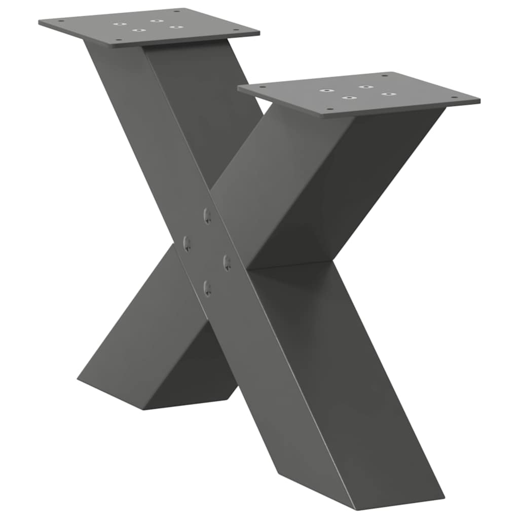 Pieds de table basse en forme de X 2 pièces Anthracite 60 x (30-31) cm Acier - XIOS