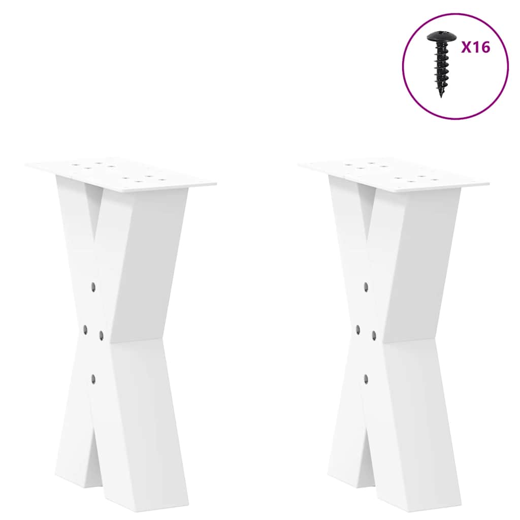 Pieds de table basse en forme de X, 2 pièces, blanc, 28 x (42-43) cm, acier - XIOS