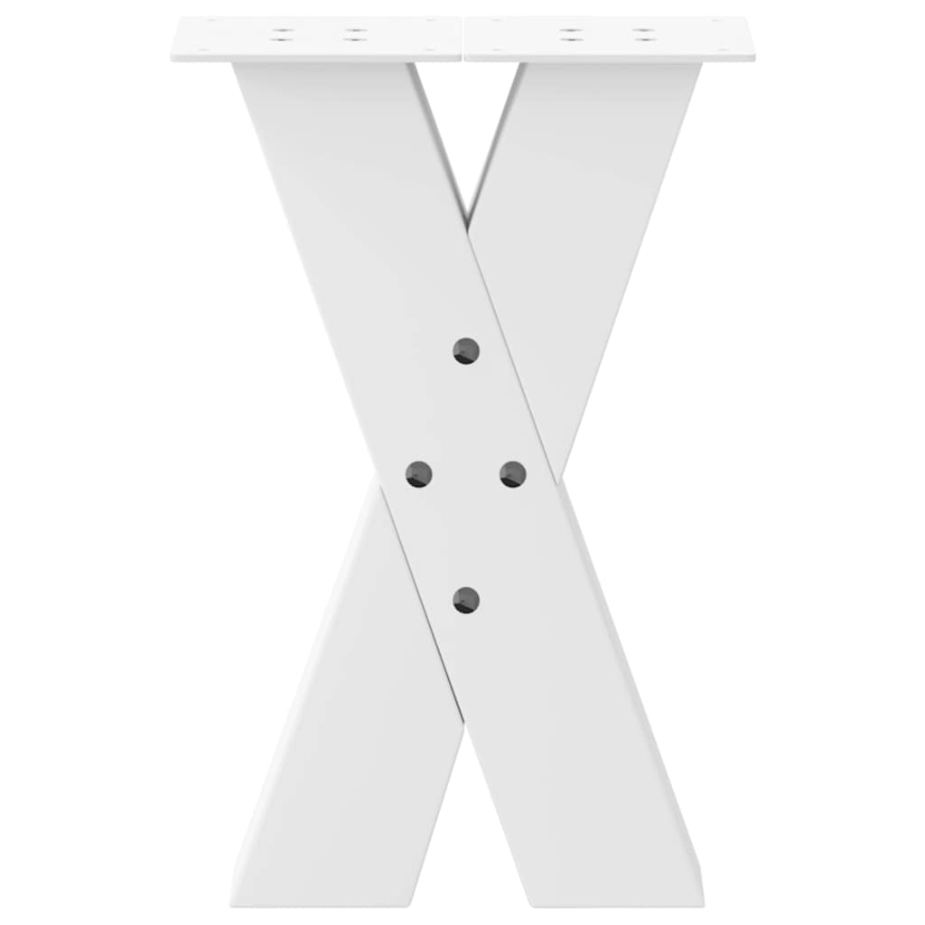 Pieds de table basse en forme de X, 2 pièces, blanc, 28 x (42-43) cm, acier - XIOS