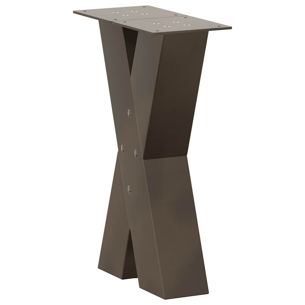 Pieds de table basse en forme de X, 2 pièces, acier naturel, 28 x (42-43) cm - XIOS