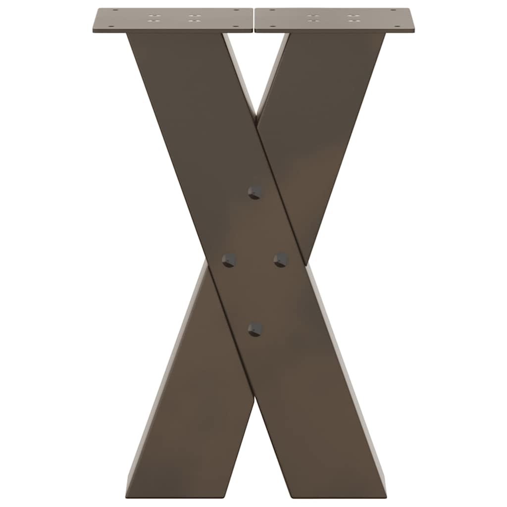 Pieds de table basse en forme de X, 2 pièces, acier naturel, 28 x (42-43) cm - XIOS