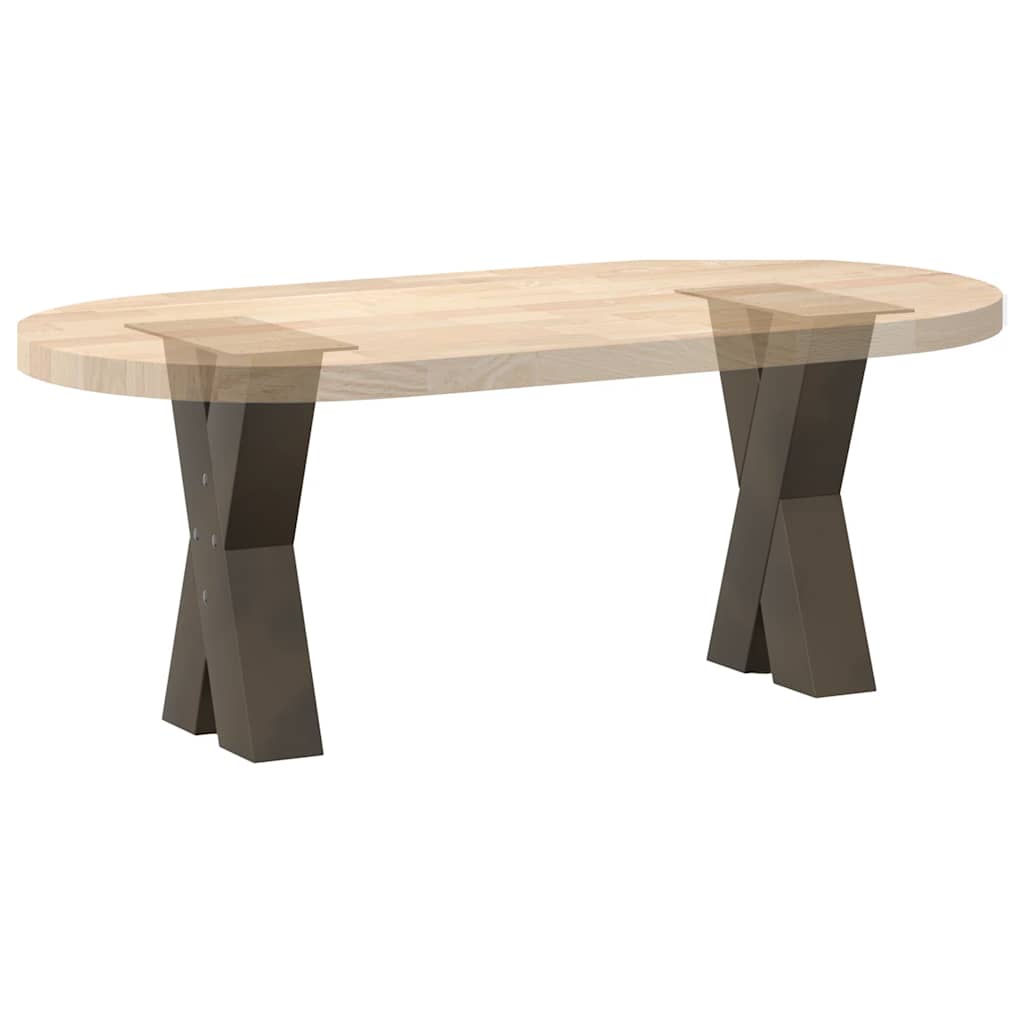 Pieds de table basse en forme de X, 2 pièces, acier naturel, 28 x (42-43) cm - XIOS