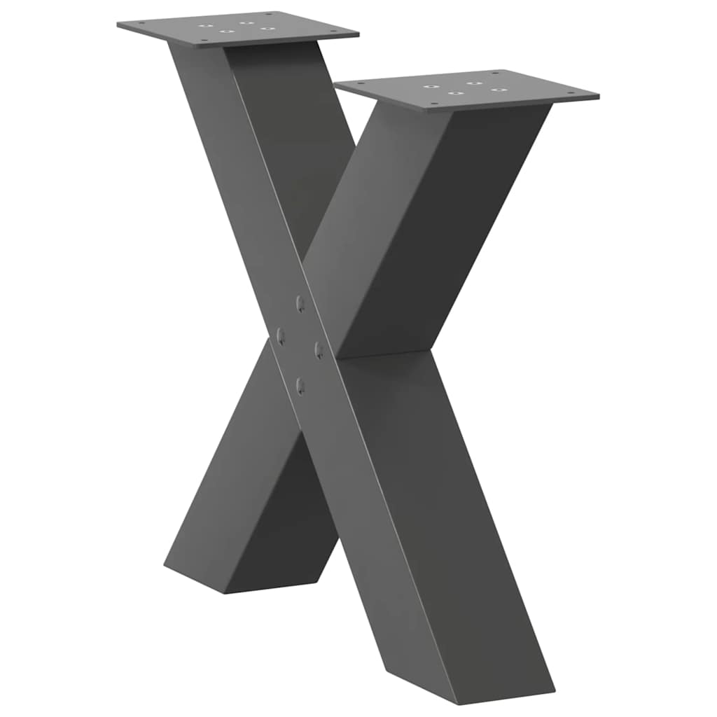 Pieds de table basse en forme de X, 2 pièces, anthracite, 50 x (42-43) cm, acier - XIOS