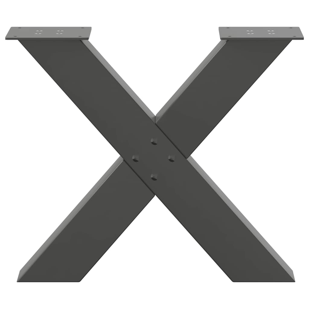 Pieds de table basse en forme de X, 2 pièces, anthracite, 50 x (42-43) cm, acier - XIOS