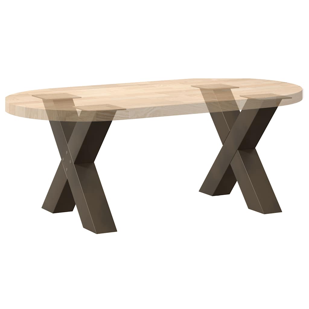 Pieds de table basse en forme de X, 2 pièces, acier naturel, 50 x (42-43) cm - XIOS