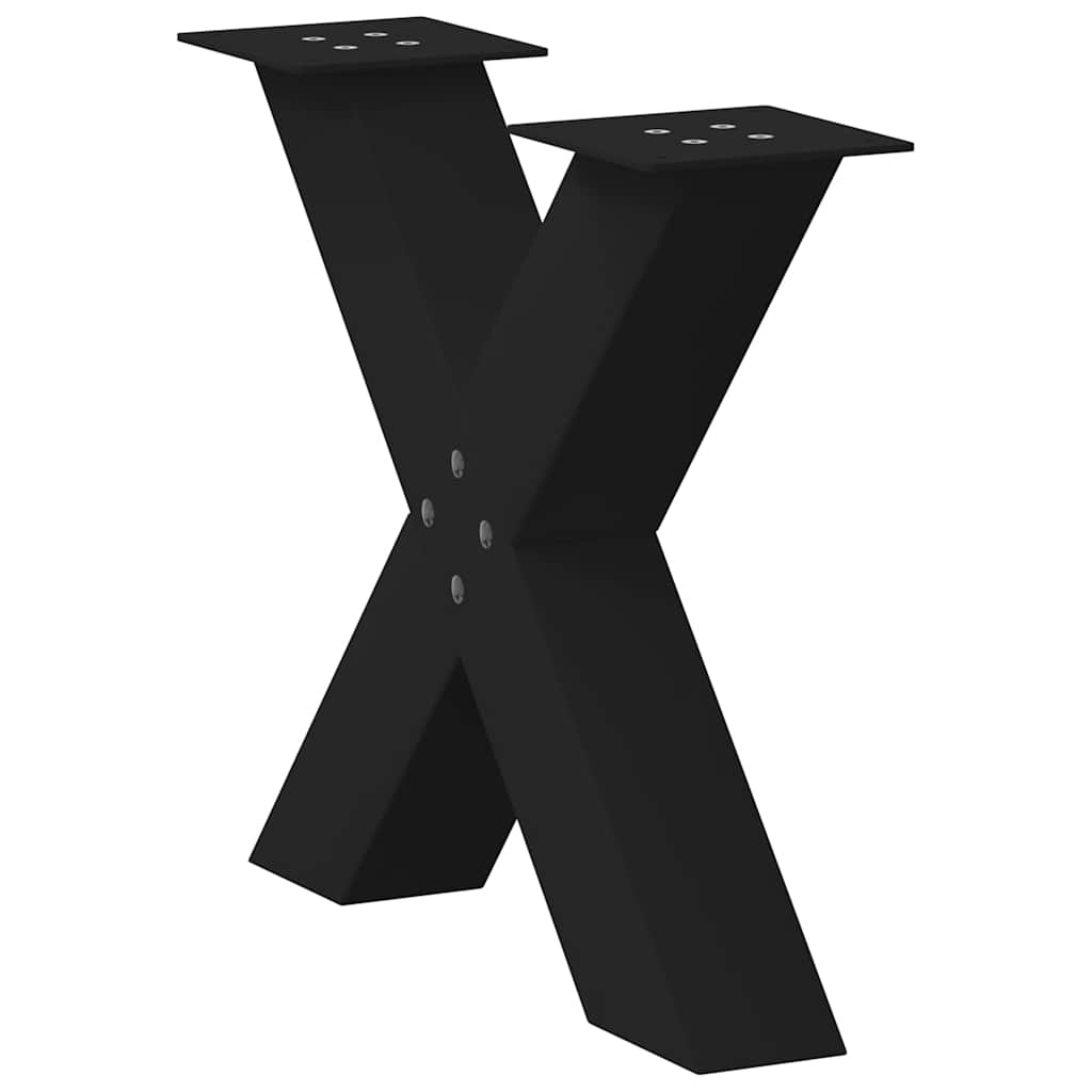 Pieds de table basse en forme de X, 2 pièces, noir, 60 x (42-43) cm, acier - XIOS