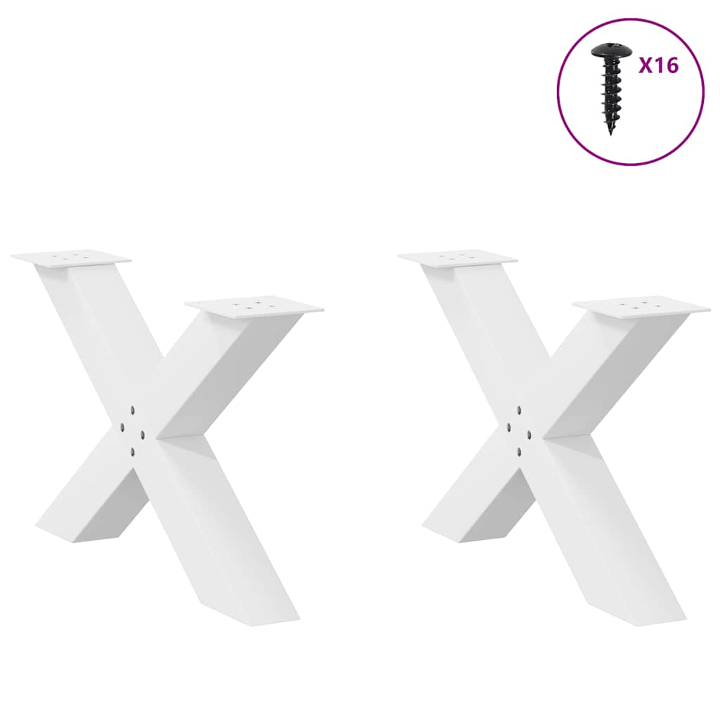 Pieds de table basse en forme de X, 2 pièces, blanc, 70 x (42-43) cm, acier - XIOS