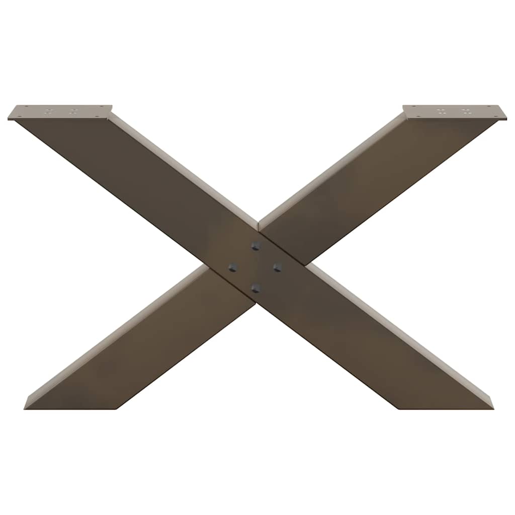 Pieds de table basse en forme de X, 2 pièces, acier naturel, 70 x (42-43) cm - XIOS