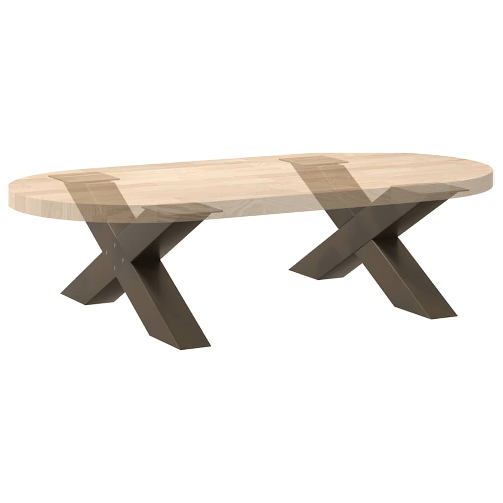 Pieds de table basse en forme de X, 2 pièces, acier naturel, 70 x (42-43) cm - XIOS