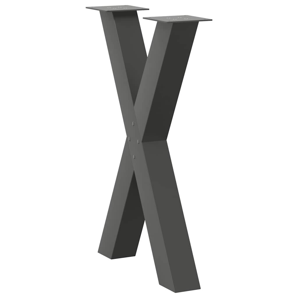 Pieds de table à manger en forme de X 2 pièces Anthracite 50 x (72-73) cm Acier - XIOS