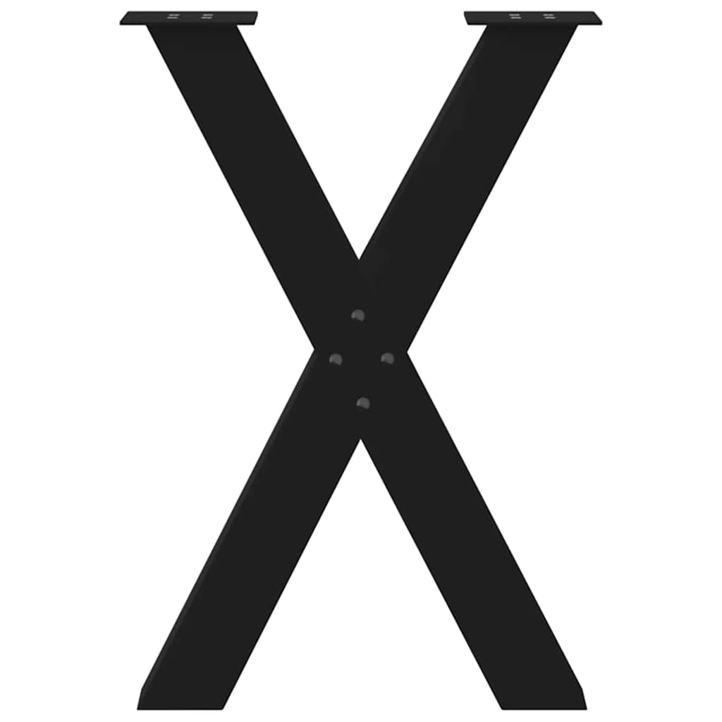 Pieds de table à manger en forme de X, 2 pièces, noir, 60 x (72-73) cm, acier - XIOS